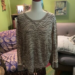 Gently Used Jane & Delancey Animal Print Waffle-Knit Sweater. Size Large.